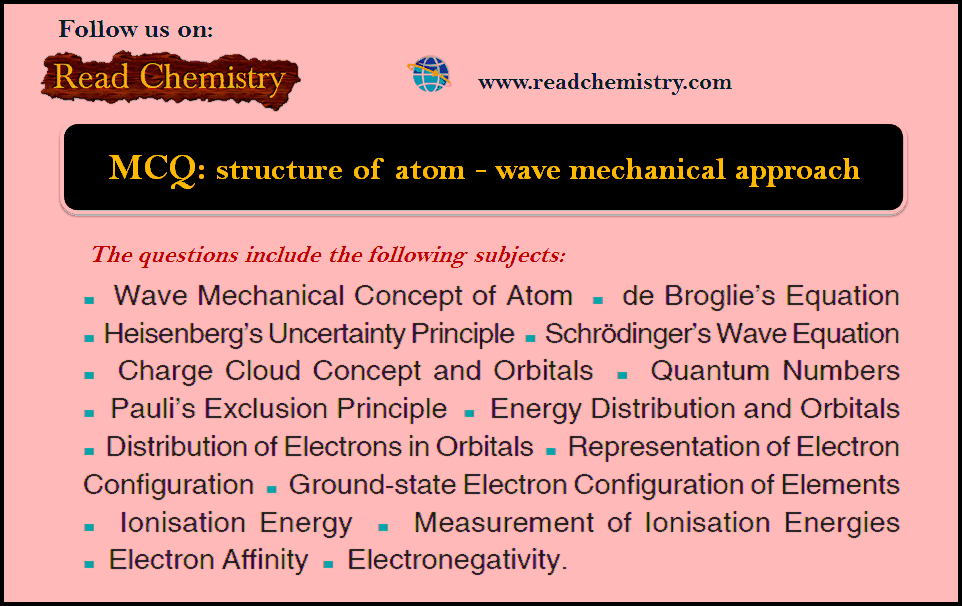 MCQ on Chapter: structure of atom - wave mechanical approach
