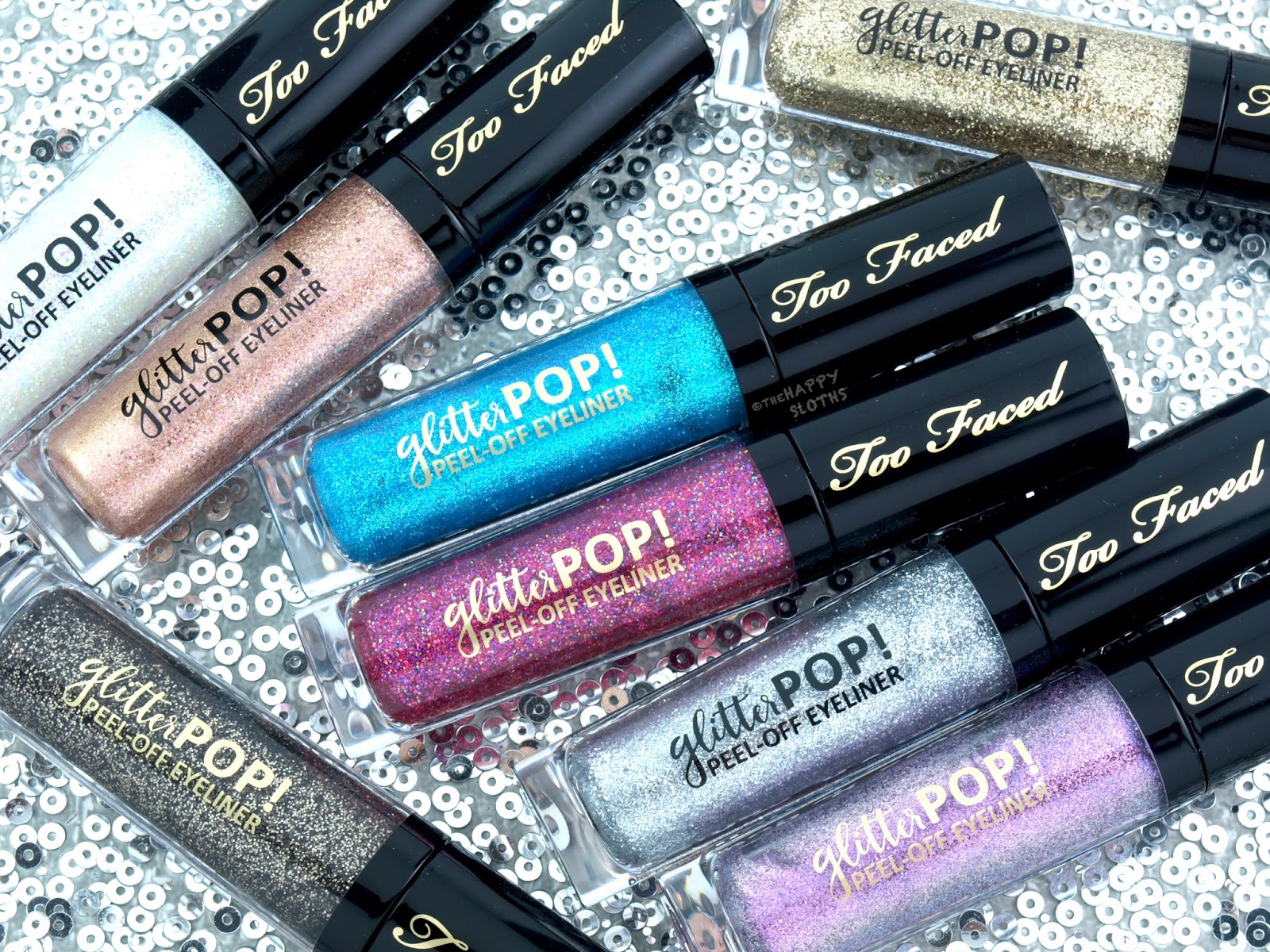 Too Faced Glitter POP! PeelOff Eyeliner Review and Swatches The