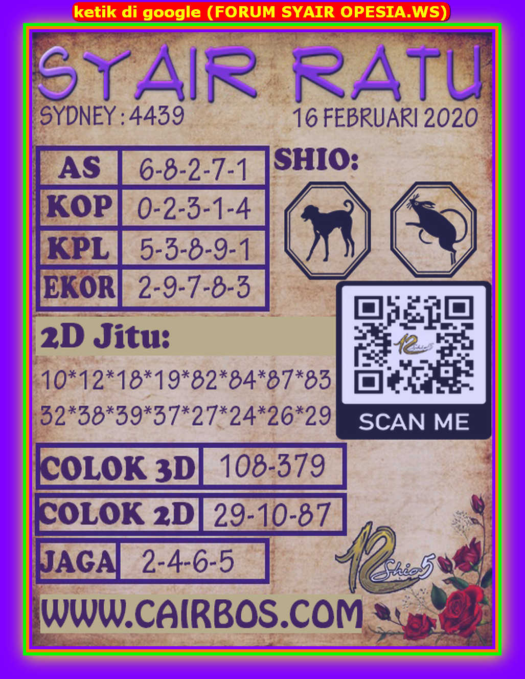 1 New Message Kode Syair Sydney 16 Februari 2020 Forum Syair Togel Hongkong Singapura Sydney