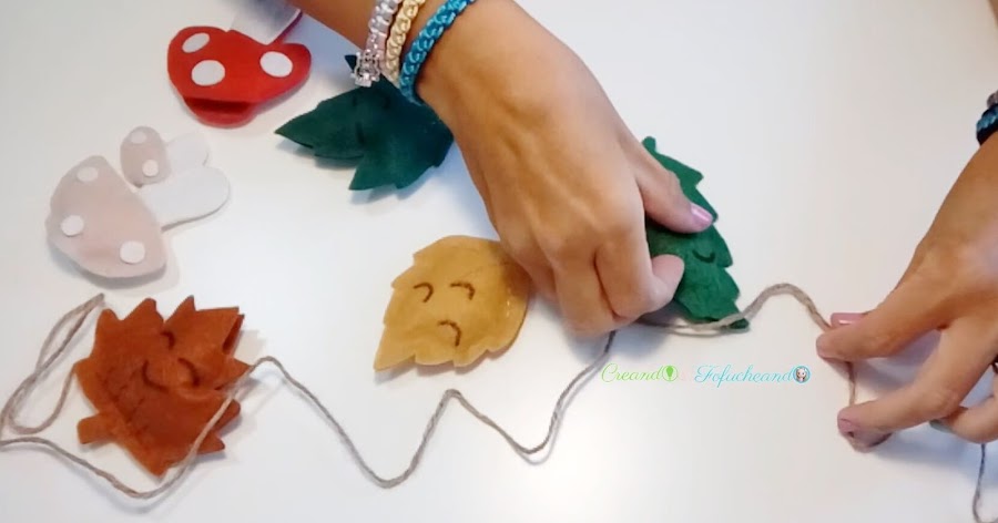 Montando-guirnalda-de-Fieltro-Guirnalda-de-otoño-con-hojas-y-setas-en-fieltro-creandoyfofucheando