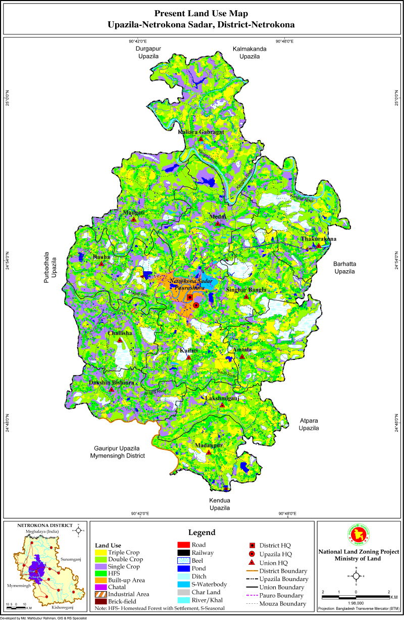 Netrokona Sadar Upazila Mouza Map Netrokona District Bangladesh