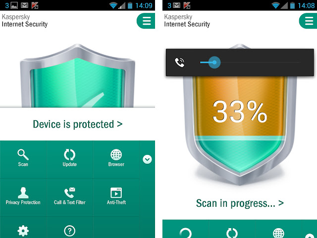 تطبيق Kaspersky Mobile Security PRO للأندرويد مع سيريال التفعيل لمدة سنة