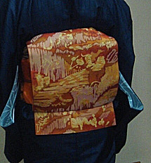 藍大島に名古屋帯4本★織りの帯、染めの帯、手作りのリバーシブル帯|50代60代の普段着物～母の着物からハッピーライフ