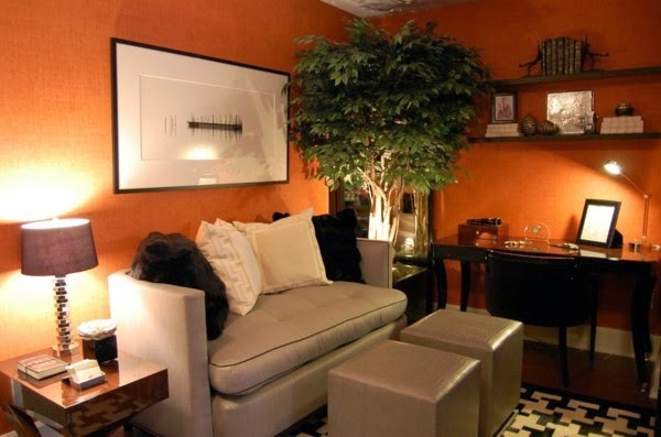 Modern orange color in the living room?