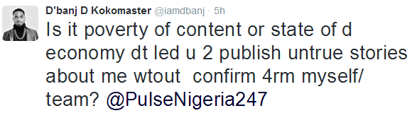 b D'Banj reacts to reports that he was sued for N100m over unpaid debt