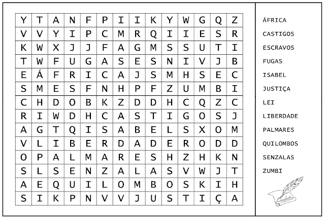 Caça-palavras a Abolição da Escravatura