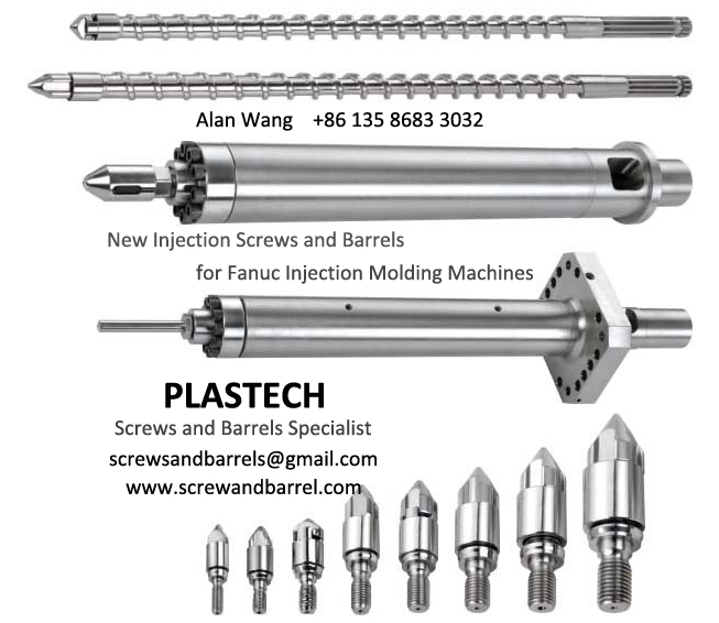 Fanuc injection screws, barrels, cylinders, screw tips, nozzles and