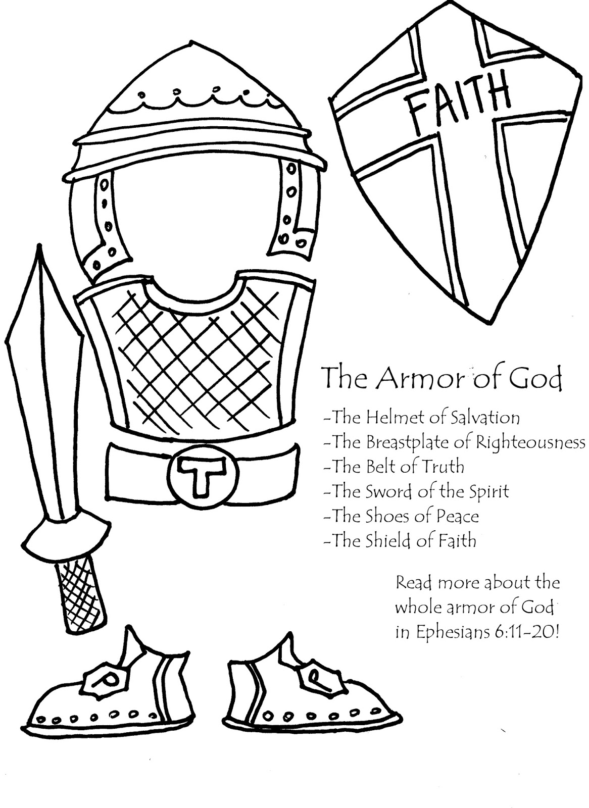 Full Armor Of God Coloring Sheet Sketch Coloring Page