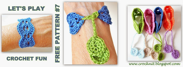 free crochet pattern bracelet wristband boho