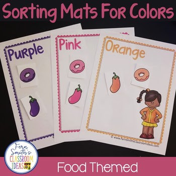  Color Sorting Mats Food Themed Kindergarten Activities