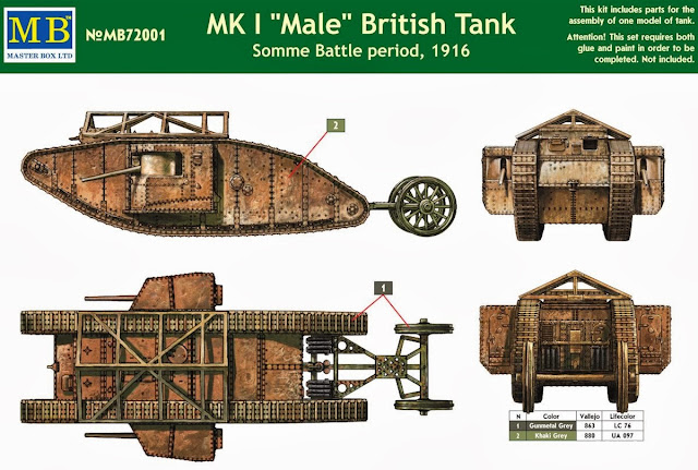 Mk1 "Female" Gaza Strip Modification 1/72 WW1 Tank UK Masterbox