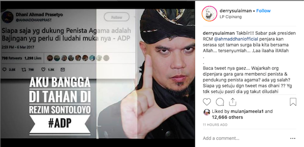 Ahmad Dhani: Aku Bangga Ditahan di Rezim Sontoloyo