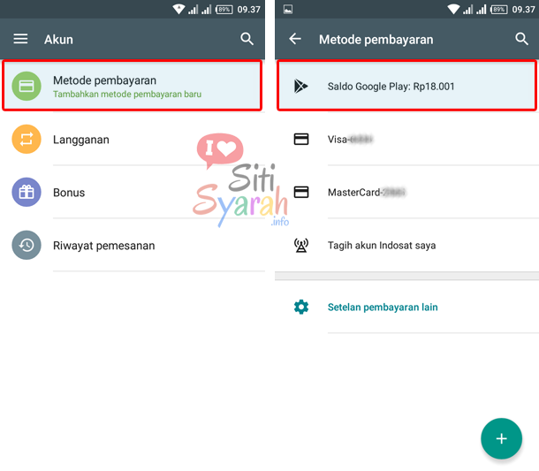 cara cek sisa saldo play store