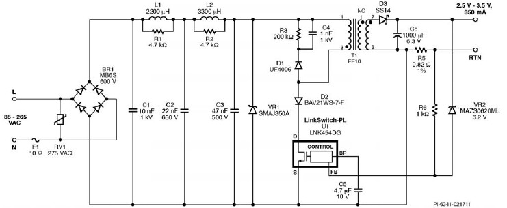 LED Driver using LNK454DG Circuit Diagram