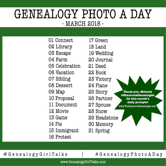 March 2018 Genealogy Photo A Day with GenealogyGirlTalks.com