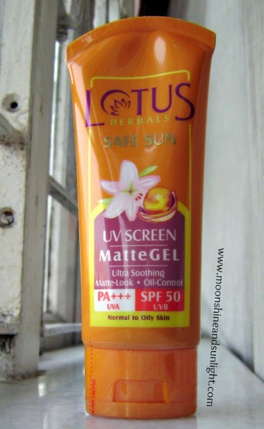Indian beauty blog:Lotus herbals Safe Sun UVScreen MatteGEL review and price in India 