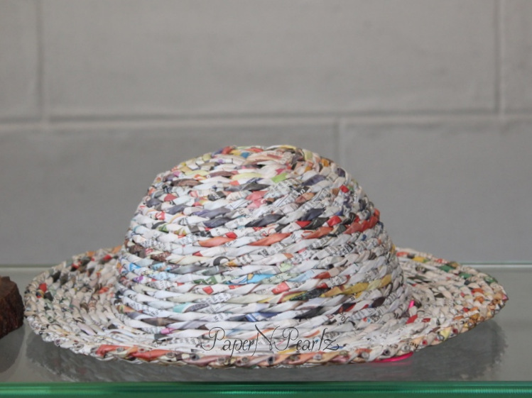 Newspaper Weaving Hat Paper N Pearlz