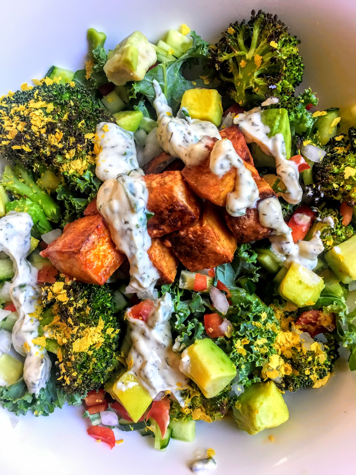 Crispy Buffalo Ranch Tofu Salad