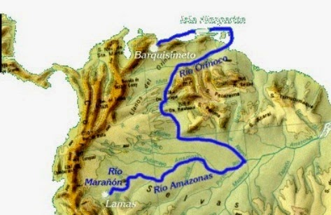 Expedición demente de Lope de Aguirre y los Marañones por el Amazonas y el Orinoco Itinerarioaproximadodel
