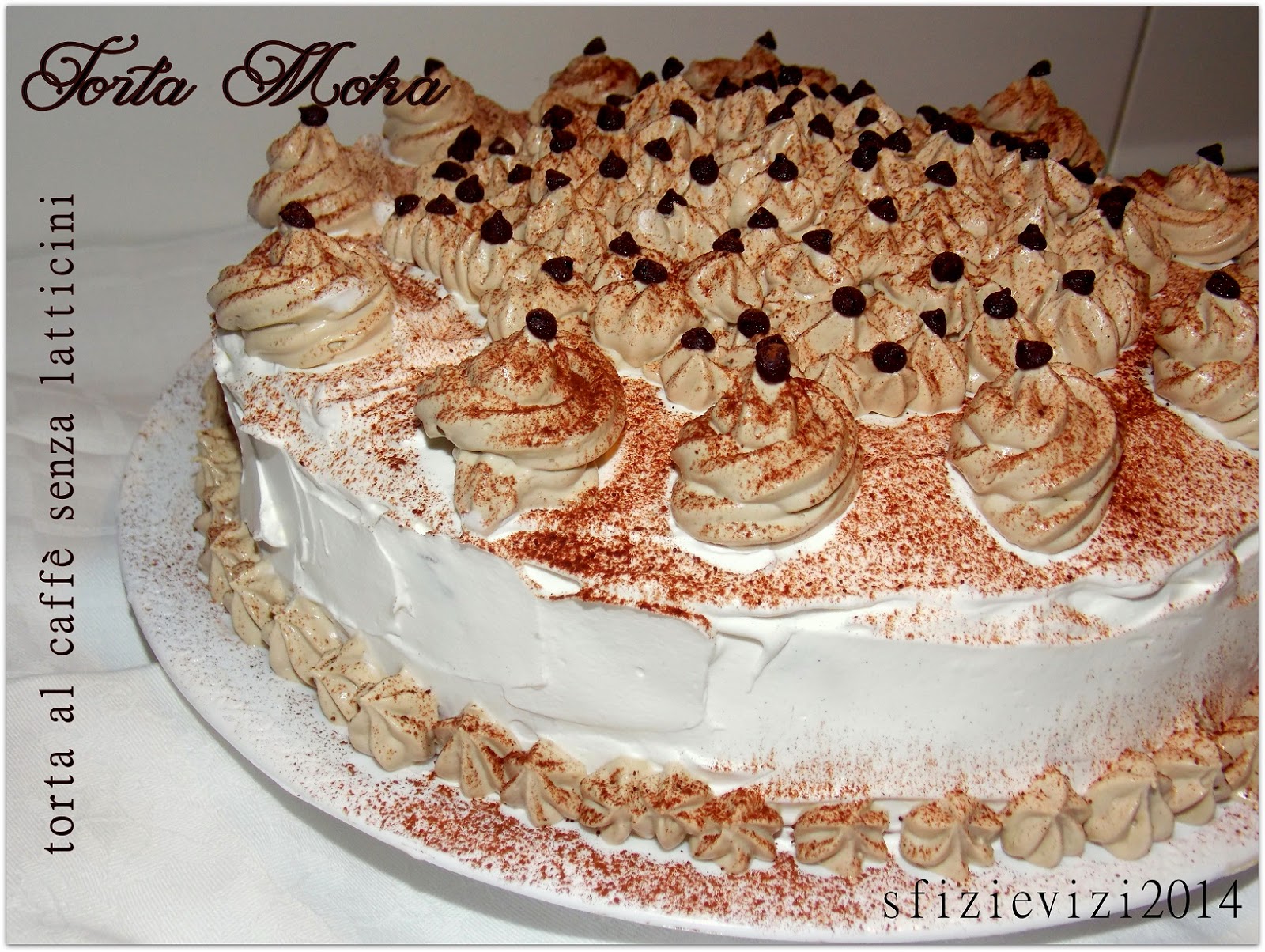 torta moka al caffè ovvero torta di compleanno con crema chantilly al caffè, ricetta senza latticini - 