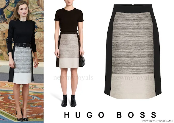 Queen Letizia wore HUGO BOSS Viphima Flared skirt