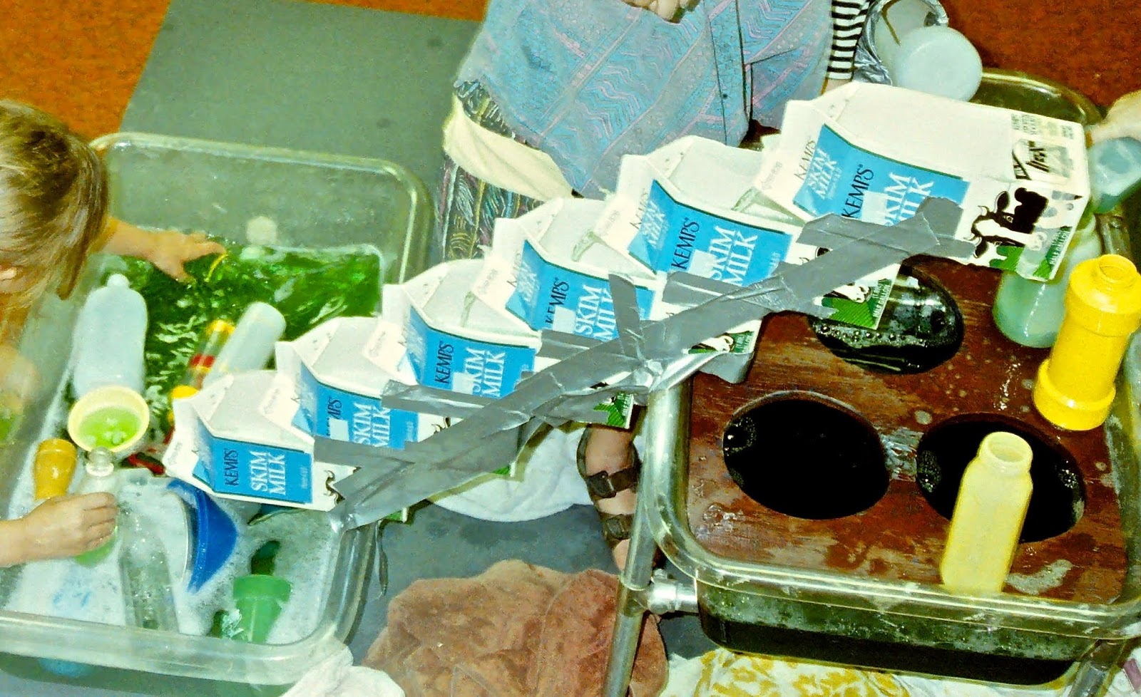 SAND AND WATER TABLES Milk carton cascade