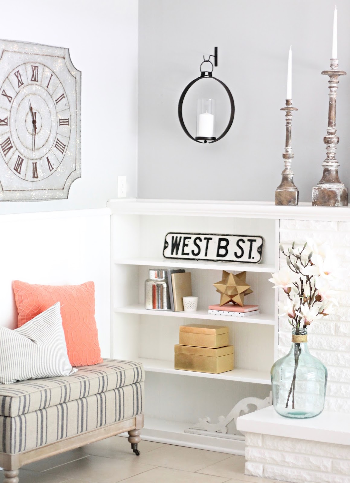 12th And White How To Decorate A Long Mantel A Before And After