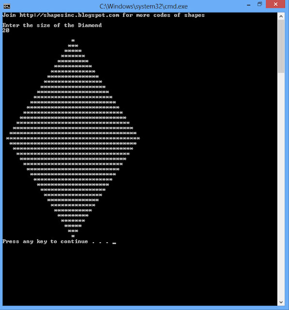 Diamond Code ~ Shapes in C++ - Free | C++Tutorial | Online