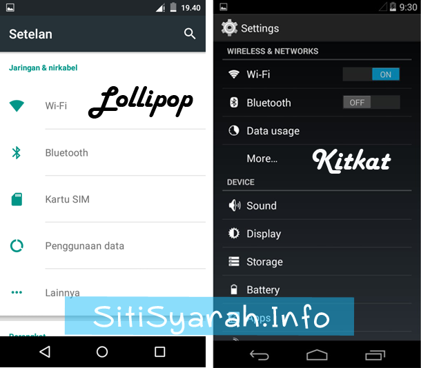 Perbedaan Kitkat dan Lollipop