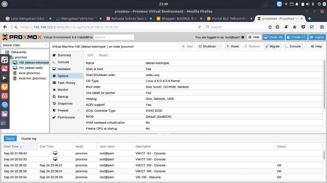 Rumman Iqfan Na'iim {BLC} mengatasi VM error di proxmox
