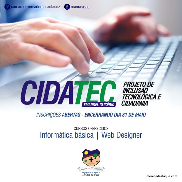 CIDATEC está com com matrículas abertas para cursos gratuitos de Informática Básica e Web Designer