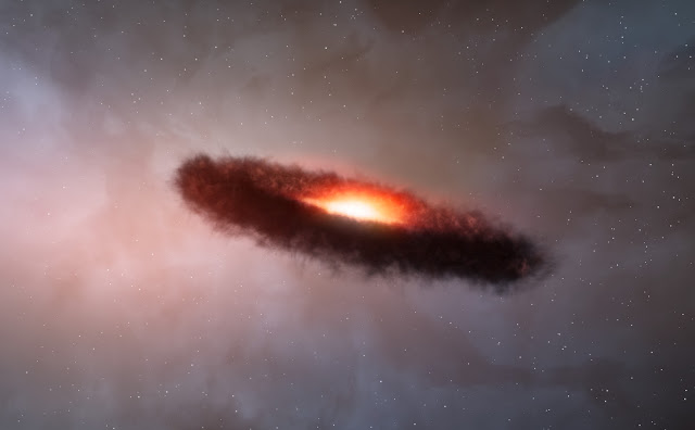 Artist’s impression of the disc of dust and gas around a brown dwarf ISO-Oph 102