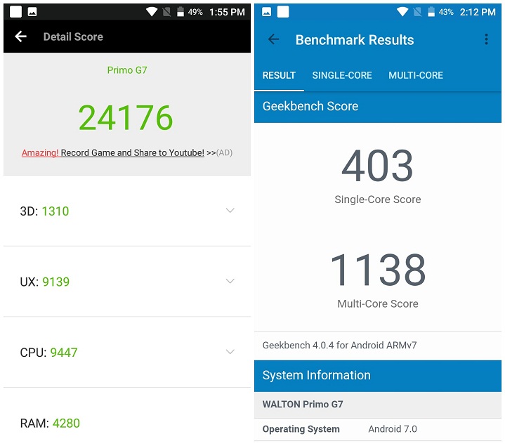 Primo G7 review Antutu Benchmark Score