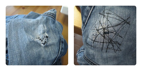 Sew: Mend Your Jeans {Fixing a hole in the thigh/butt or anywhere