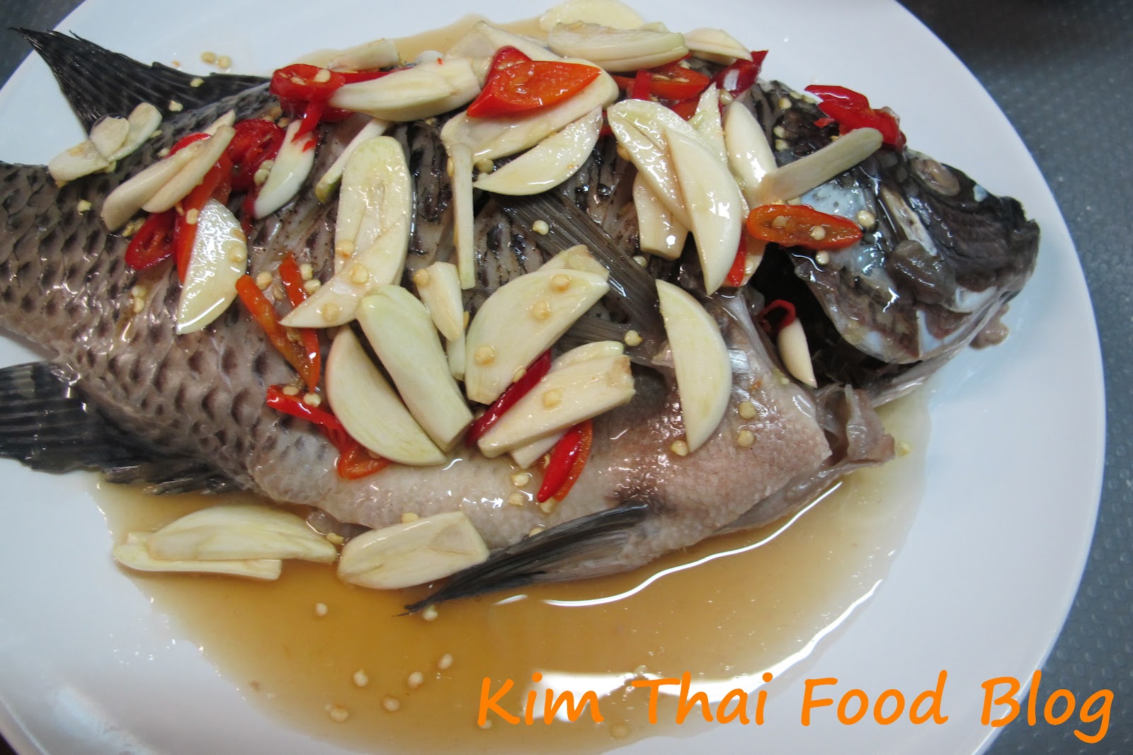 Kim Thai Food Blog Steam Fish with Spicy Lime Sauce (ปลานิลนึ่งมะนาว)