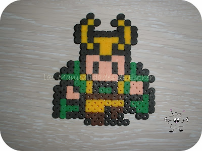 imán del personaje de Locki realizado con Hama Beads