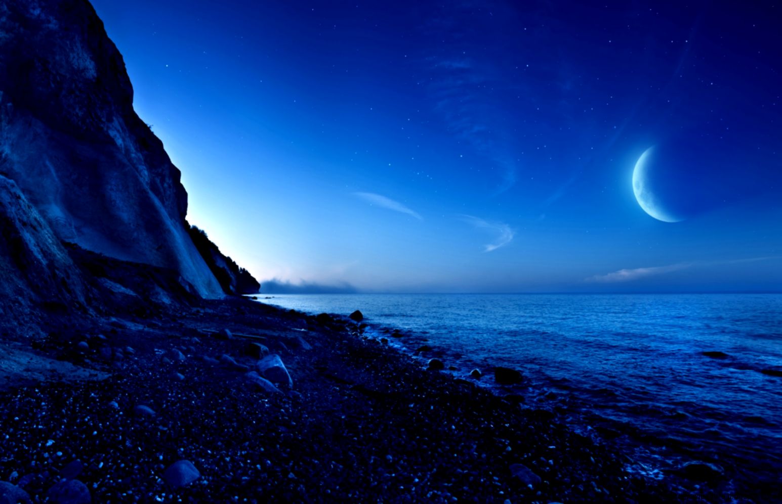 Nightfall Mountain Sea Moon 4145345 1920x1200  All For Desktop