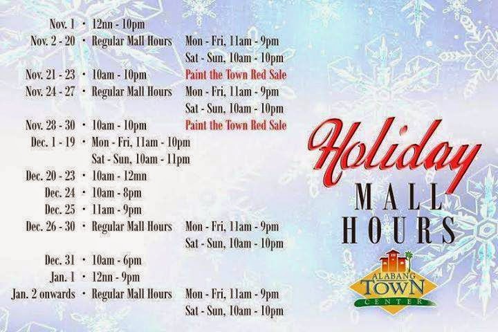 Manila Shopper: Major Malls & Theme Parks Holiday 2014 Schedule