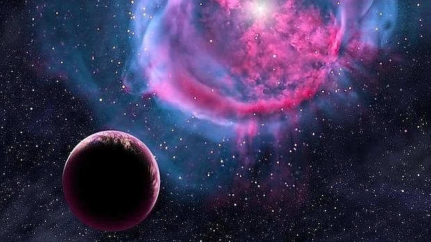 Recreación de un planeta muy parecido a la Tierra que orbita una enana roja