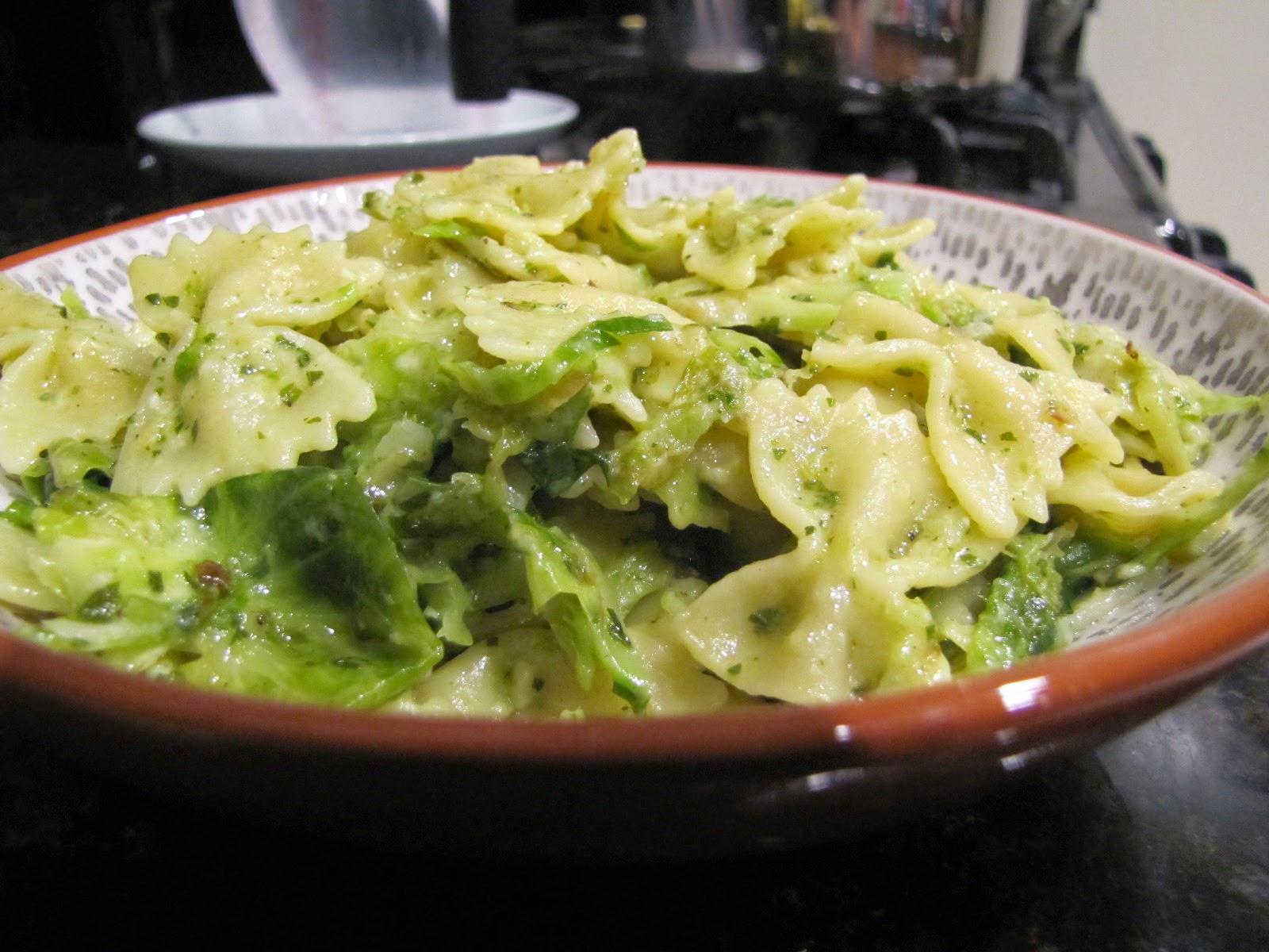 Katie Cooks Dinner BRUSSELS SPROUTS AND PESTO PASTA VIA SIRIOUSLY