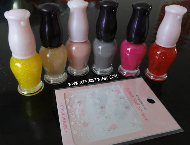 Etude House nail polishes and nail stickers