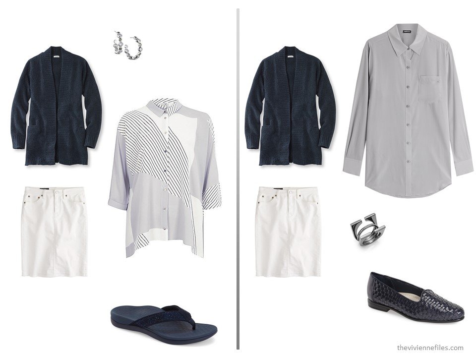 What to Wear with a Navy Cardigan and White Skirt The Vivienne Files