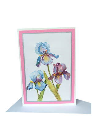 iris,flowers,trio,blue,spring,summer,fresh,card,greeting,minipainting