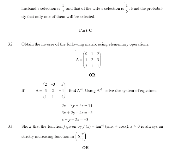 CBSE  Mathematics  Sample paper   Class 12
