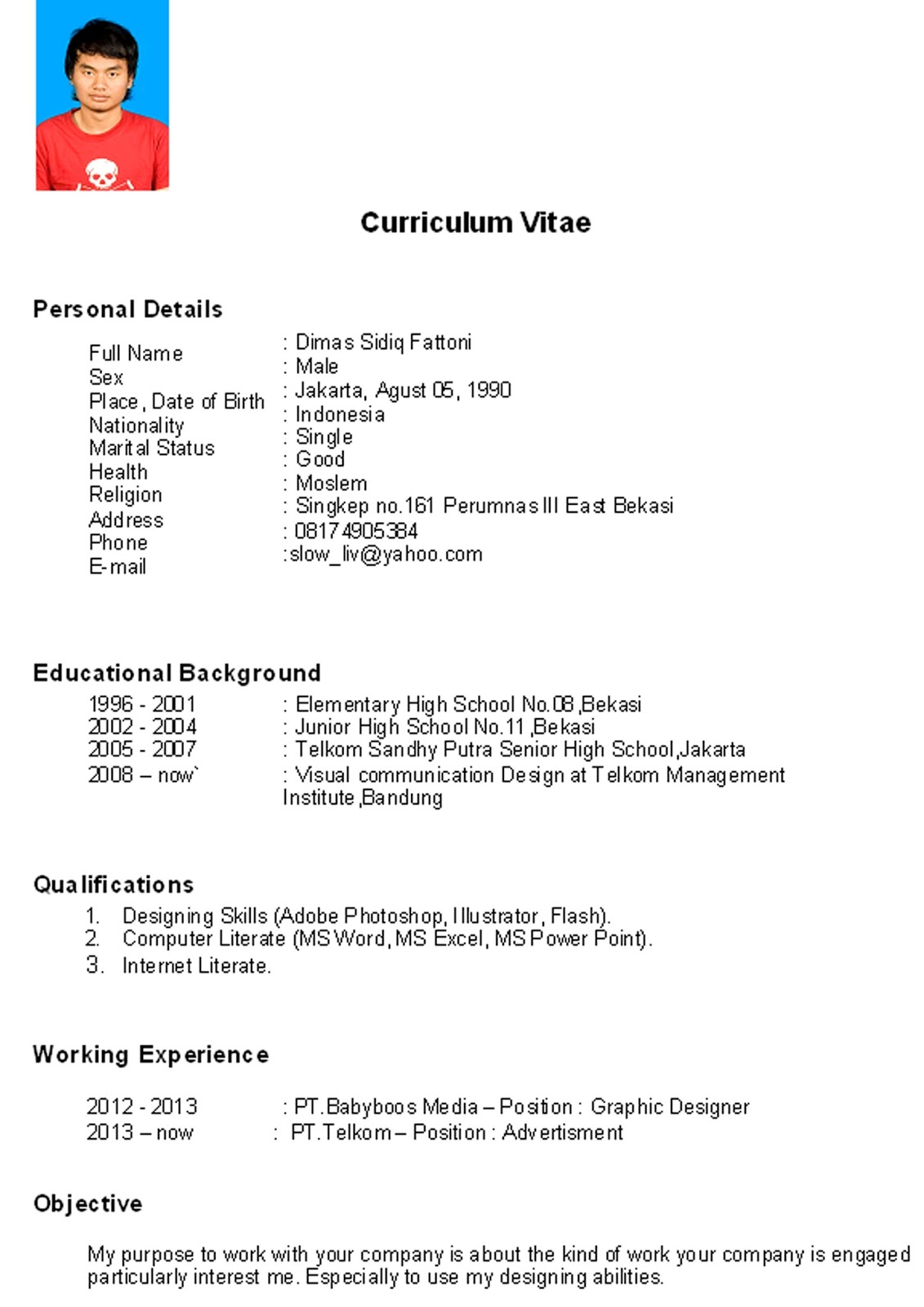 curriculum vitae document