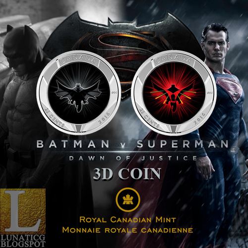 Dawn of Justice 2016 Exclusive 25 Cents 3D Lenticular Coin Batman vs Superman 