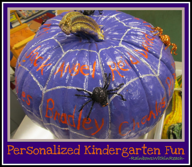 photo of: Kindergarten Pumpkin Personalized with Names (Fall RoundUP via RainbowsWithinReach) 