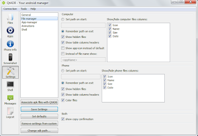 QtADB=>Settings=>File Manager - Manage various Settings related to file manager utility.