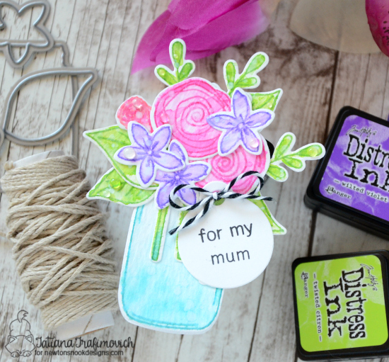 For My Mum Mini Card by Tatiana Trafimovich | Lovely Blooms Stamp set by Newton's Nook Designs #newtonsnook