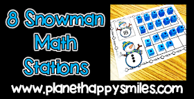 Snowman Math Stations, Winter Math Stations, Planet Happy Smiles